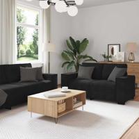 3-delige Loungeset met kussens fluweel zwart 3-delige Loungeset met kussens fluweel zwart