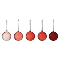 Iittala Oiva Toikka Glazen kerstbal 8 cm rood set van 5