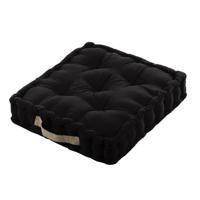 Stof Textile Vloerkussen DUO - zwart - katoen - 45 x 45 x 10 cm - vierkant - Extra dik