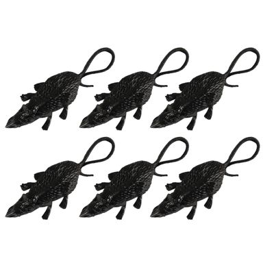 18x stuks horror griezel ratten zwart 8 cm