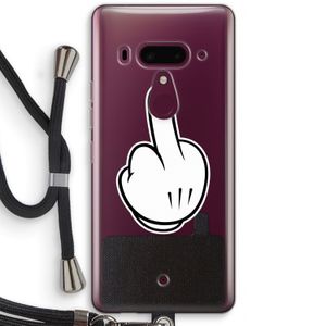 Middle finger black: HTC U12+ Transparant Hoesje met koord