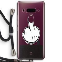 Middle finger black: HTC U12+ Transparant Hoesje met koord