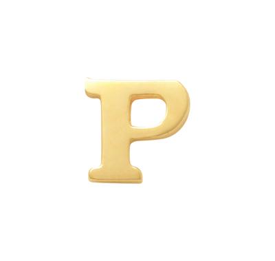 Minimalistische letter oorbelknopje - 14K GOUD - Goud - P