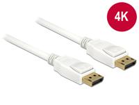 Delock 84878 DisplayPort-kabel DisplayPort Aansluitkabel DisplayPort-stekker, DisplayPort-stekker 3.00 m Wit Vergulde steekcontacten