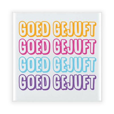 Cadeau tegel voor juf - goed gejuft - keramiek - multi kleuren - 15 cm
