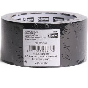 Benson ducttape/reparatietape universeel zwart 10 meter