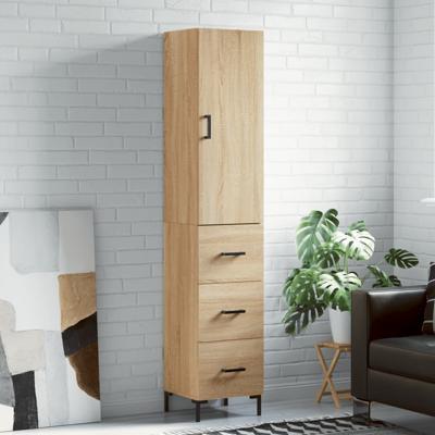 Hoge kast 34,5x34x180 cm bewerkt hout sonoma eikenkleurig