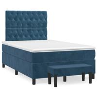 Boxspring met matras fluweel donkerblauw 120x190 cm