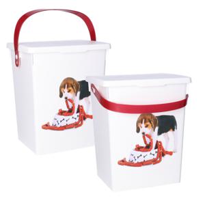 Huisdieren honden voedsel/voercontainer - 2x - voorraad box - kunststof - 5 liter - afsluitbare deks