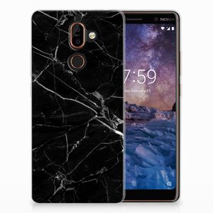 Nokia 7 Plus TPU Siliconen Hoesje Marmer Zwart - Origineel Cadeau Vader