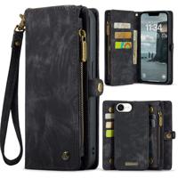 Caseme iPhone 16e hoesje - Vintage 2 in 1 portemonnee -Zwart