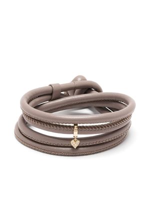 Mizuki bracelet en cuir et or 14ct serti de diamants