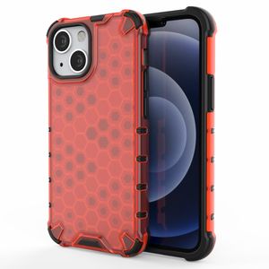 Lunso - Honinggraat Armor Backcover hoes - iPhone 13 Mini - Rood