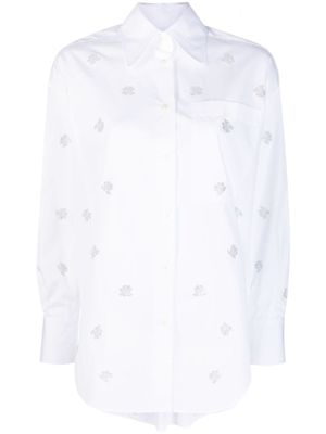 Jacob Cohën chemise en coton à ornements en cristal - Blanc