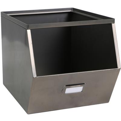 Urban Living Stapelbare opbergmand - Open Metal Box - 23 x 32 x 21 cm - metaal - donkergrijs
