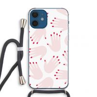 Hands pink: iPhone 12 mini Transparant Hoesje met koord Hands pink: iPhone 12 mini Transparant Hoesje met koord