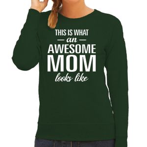 Awesome mom / moeder cadeau trui groen dames