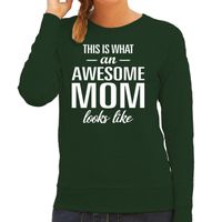 Awesome mom / moeder cadeau trui groen dames - thumbnail