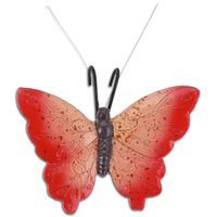 Pro Garden tuindecoratie bloempothanger vlinder - kunststeen - rood - 13 x 10 cm   - - thumbnail