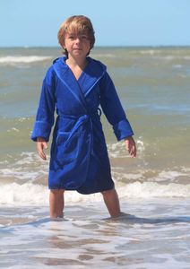 badjas kind kobalt blauw met capuchon