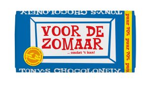 Chocolade Tony&apos;s Chocolonely reep 180gr puur "Zomaar"