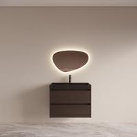 Badmeubelset BWS Riga met Lako Wastafel Zwart 80 cm Bruin Eiken