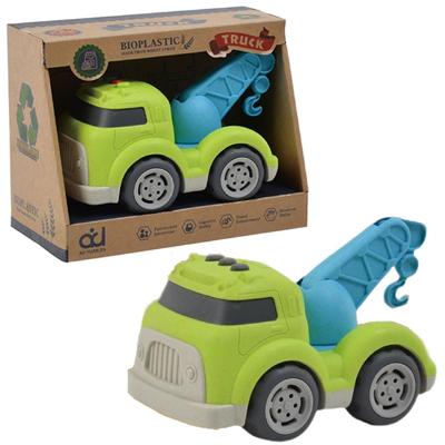 Overige Merken Bioplastic sleepwagen 18 cm blauw/groen