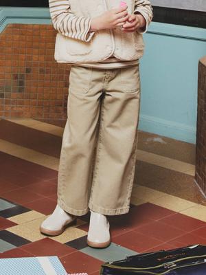 Wijde broek voor meisjes small Morpho kaki