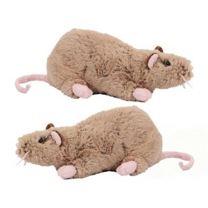 Set van 2x stuks pluche ratten knuffels - bruin - 22 cm