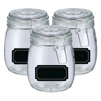 Weckpotten/inmaakpotten - 4x - 750 ml - glas - met beugelsluiting - incl. etiketten - thumbnail