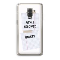 No Girls Allowed Unless: Samsung Galaxy A8 (2018) Transparant Hoesje No Girls Allowed Unless: Samsung Galaxy A8 (2018) Transparant Hoesje