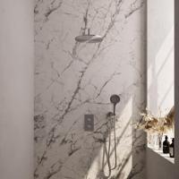 Brauer Brushed Carving Thermostatische Regendoucheset Inbouw - Hoofddouche 30 cm - Gebogen Wandarm - 3 Weg - Handdouche 3 Standen - Doucheslang - Wandaansluitbocht - Rvs