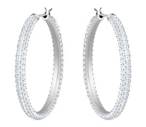 Swarovski 5389432 Oorringen Stone Hoop zilverkleurig 35 mm