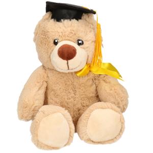 Pia Soft Toys Geslaagd thema cadeau beer - beige - 20 cm - Pluche - afstudeer cadeau