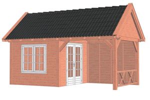 Tijdelijk 15% korting | Trendhout Buitenverblijf Zadeldak XL 635x380 cm - Combinatie 1- Zadeldak- Onbehandeld lariks Douglas hout- Trendhout