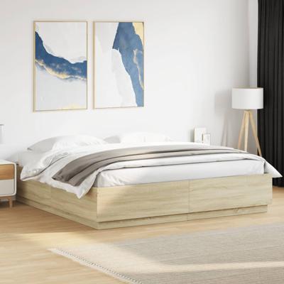 Bedframe met LED-verlichting sonoma eikenkleurig 180x200 cm