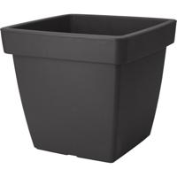 Pro Garden Plantenpot/bloempot Square Classic - kunststof - zwart - D39 x H35 cm