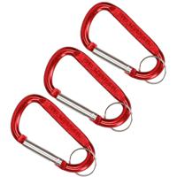 Karabijnhaak sleutelhanger sleutelhanger 3x metaal rood 8 cm