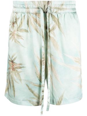 Nahmias short en soie à imprimé graphique - Bleu