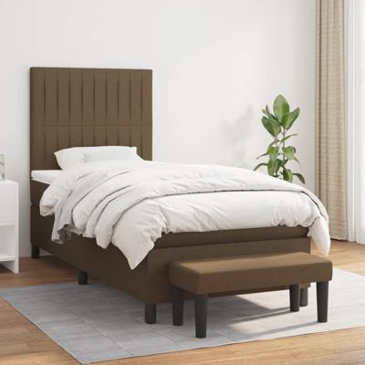 Boxspring met matras stof donkerbruin 90x190 cm