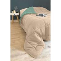 POYET MOTTE Quilt Microfiber 400g / m² CALGARY - 220 x 240 cm - kiezelgrijs en groen meer