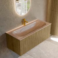 Badmeubel Mondiaz Kurve-Dlux | 110 cm | Meubelkleur Dusk | Wastafelkleur Saba | Solid surface | Wasbak midden spoelbak | 1 kraangat