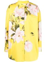 Valentino Garavani robe-chemise courte à fleurs - Jaune Valentino Garavani robe-chemise courte à fleurs - Jaune
