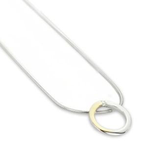 GALA DESIGN J0068 Ketting Golden Circle zilver-zirconia goud-en zilverkleurig-wit 43 cm
