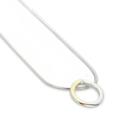 GALA DESIGN J0068 Ketting Golden Circle zilver-zirconia goud-en zilverkleurig-wit 43 cm