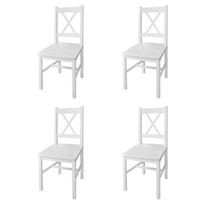 Eetkamerstoelen 4 st grenenhout wit