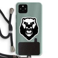 Angry Bear (white): Pixel 5a 5G Transparant Hoesje met koord