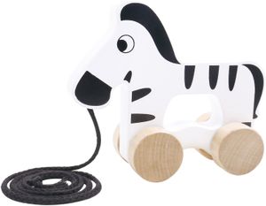 Tooky toy Zebra Houten Trekfiguur 18 maanden Zwart/Wit