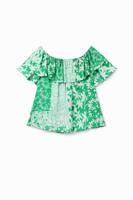 Blouse patch bloemen ruche - GREEN - M Blouse patch bloemen ruche - GREEN - M
