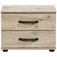 2e Halve Prijs Leen Bakker - Nachtkastje Dex - Licht Eikenkleur - 40x52x38 Cm - Spaanplaat - Beige#Bruin